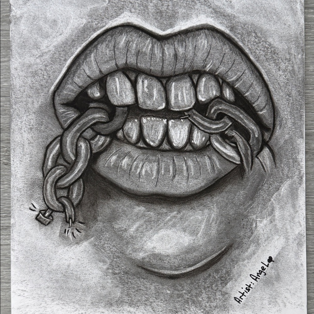 Charcoal Lips Art Print